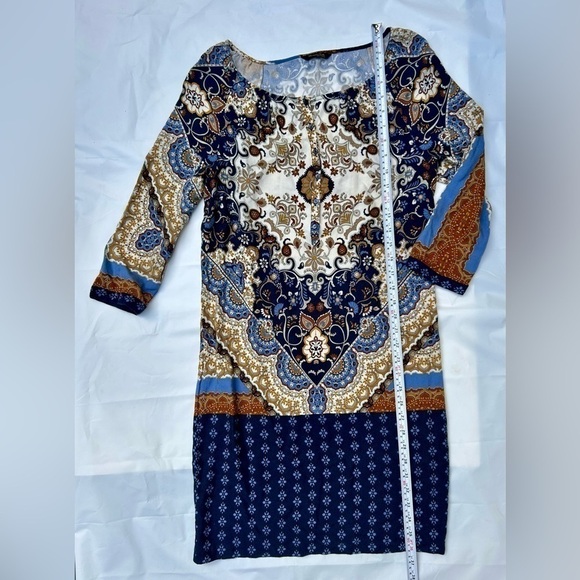 Massimo Dutti print pattern classic navy dress size 4 - Picture 6 of 9